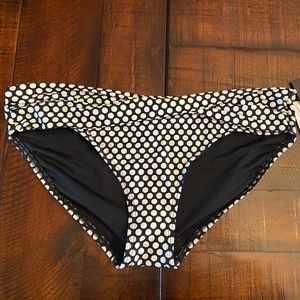 NWT Coco Reef XL Banded Bikini Bottom. Black with white polkadots